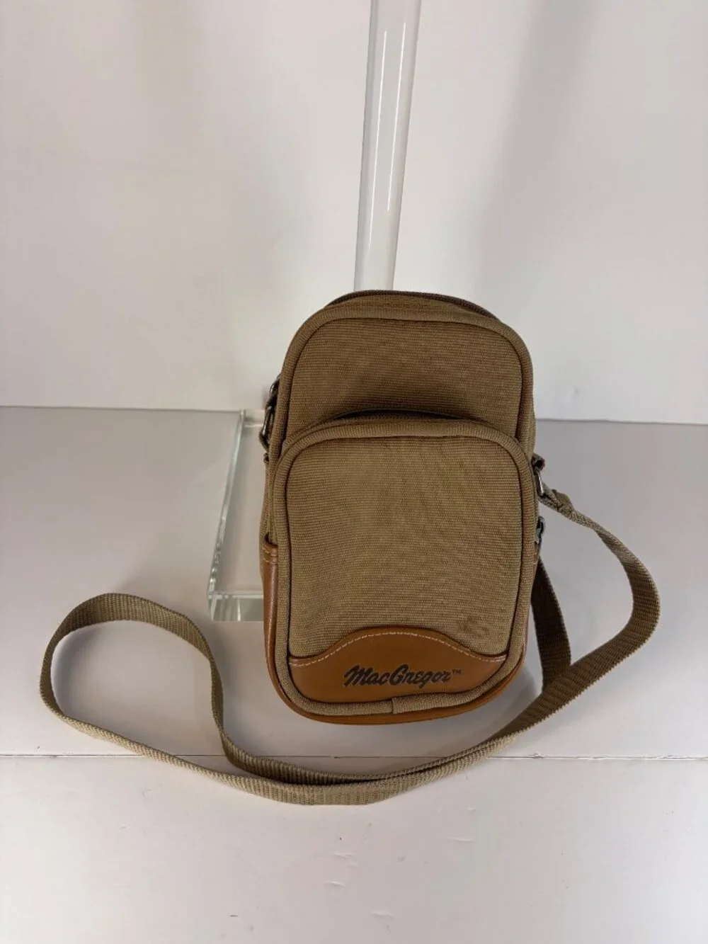 Vintage MacGregor Camera Bag Padded Adjustable Strap Khaki Two Compartment